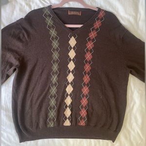 y2k brown argyle print sweater 📺